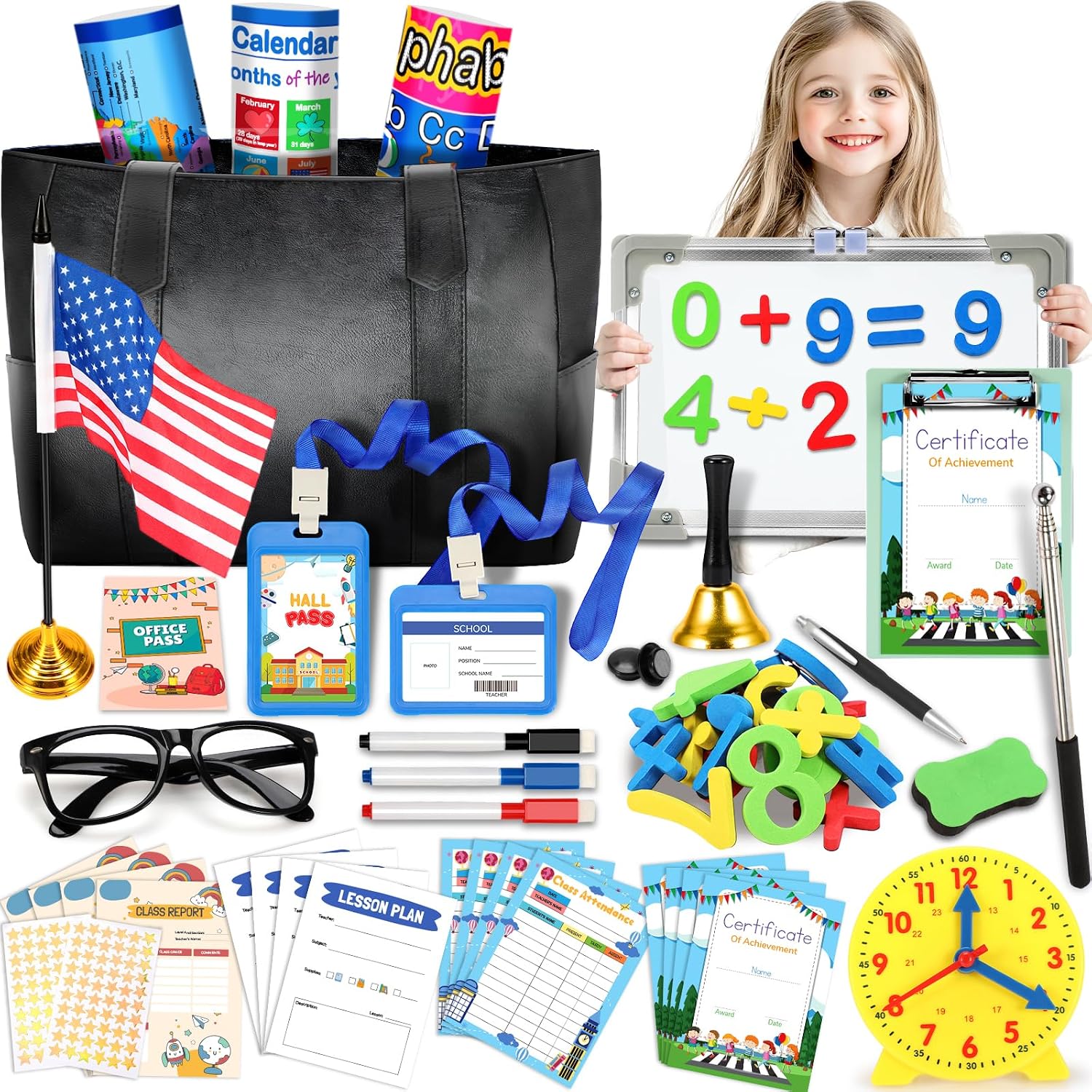Loscola Pretend Play School Set for Kids Girls 4-12, Kids Teacher Playset