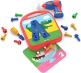 Educational Insights Design & Drill ABCs & 123s – Building Construction Toys for Toddlers, Kids Tool Set with Drill Toy, Preschool Learning Activities, Toddler STEM Toys for 3+ Year Old