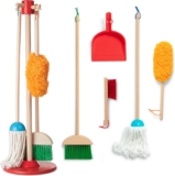 Melissa & Doug Dust Sweep Mop 6-Piece Wooden Cleaning Toy Set