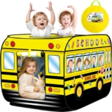 School Bus Pop Up Tent Kids, Indoor Outdoor Playhouse Toy for 3+
