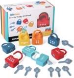 Dinhon Montessori Number Lock Key Toy Learning Game for 3-5 Years Old Kids | preschool educational toy Numbers Matching & Counting Game Boy and girl holiday gifts