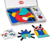 LiKee Wooden Shape Puzzle, 36 Blocks & 60 Cards, Montessori Toy for Kids 3+