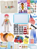 Pretend Teacher Role Play School Set with Emotion and Body Puzzles | Kids Role Learning Playset with Whiteboard, Magnetic Puzzles, Teacher Bag and Cards, Pretend Play School Toys for Kids