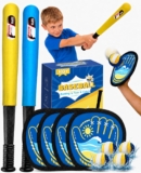 Baseball Toss and Catch for Kids, 4 Gloves, 4 Balls, 2 Bats, 1 Bag