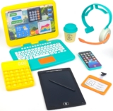 BLOONSY Pretend Play Home Office Set for Kids with Toy Laptop