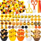 282PCS Bee Sensory Bin Filler Spring Summer Bee Fine Motor Sensory Bin Items Includes Pom Poms Sunflower Bee Honeycomb Resin for Counting Sorting Training