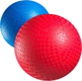 8.5-Inch Red & Blue Kickballs (2-Pack) with Hand Pump, Playground Balls | Rubber Playground Balls for Kickball, Dodgeball, Four Square, PE Class, School, Recess, Backyard Games, Indoor & Outdoor Play