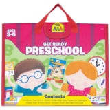 School Zone Get Ready Preschool Learning Playset: Pre-K, Workbooks, Flash Cards, Write & Reuse, Coloring, Alphabet, Numbers, Shapes, Stickers, Crayons, Carrying Case, Pencil & Wipe-Clean Marker
