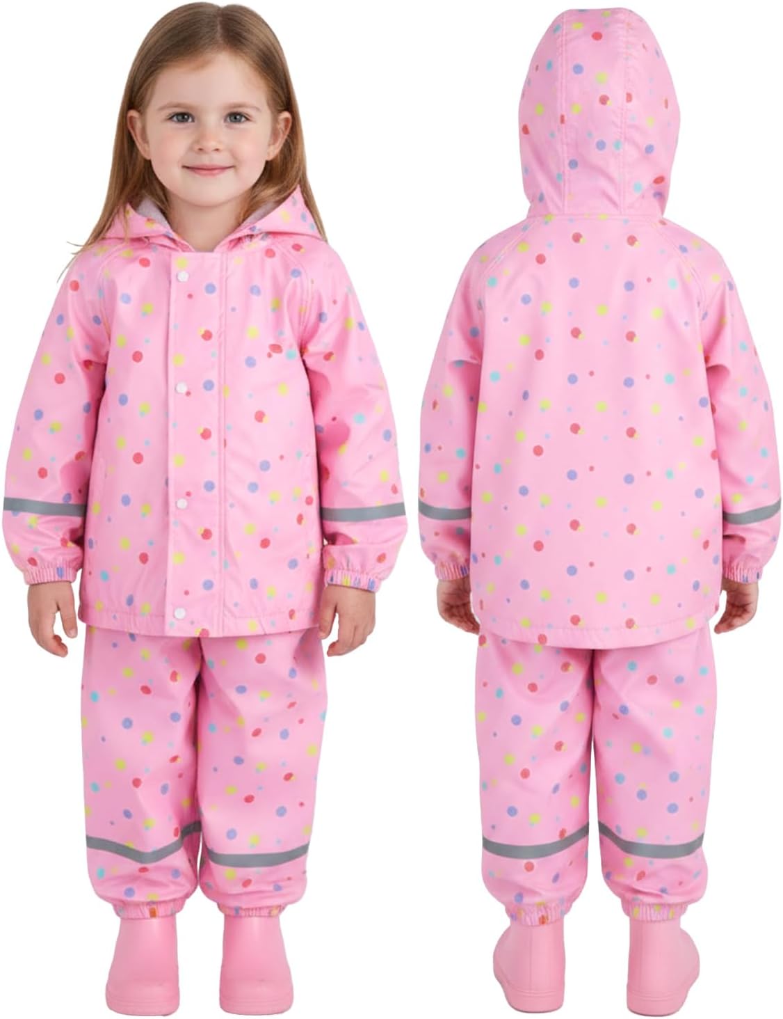 DivingBirds Kids Toddler Rain Suit,2-Piece Raincoat with Portable Storage Bag and Reflective Strip for 1-12 Years