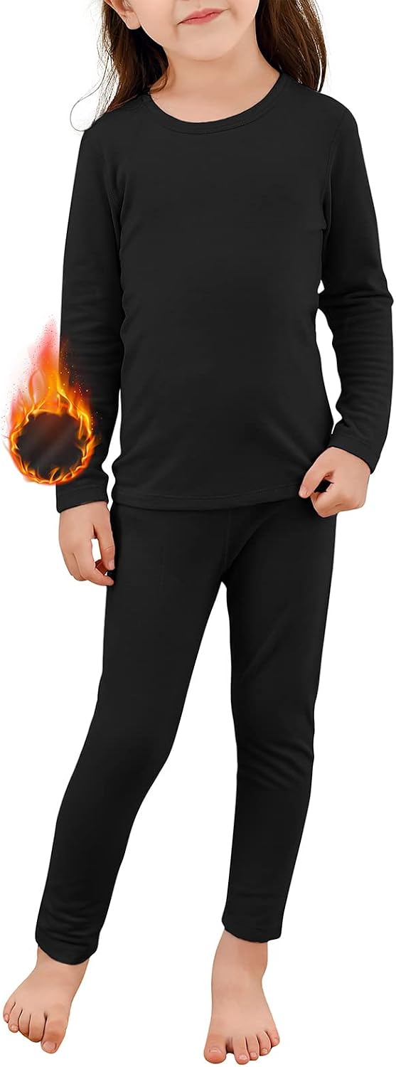 American Trends Kids Thermal Underwear Set, Soft Fleece Base Layer | Moisture Wicking, 4 Way Stretch, Heavyweight, Cold Weather Long Johns, Underwear for School Days & Outdoor Play