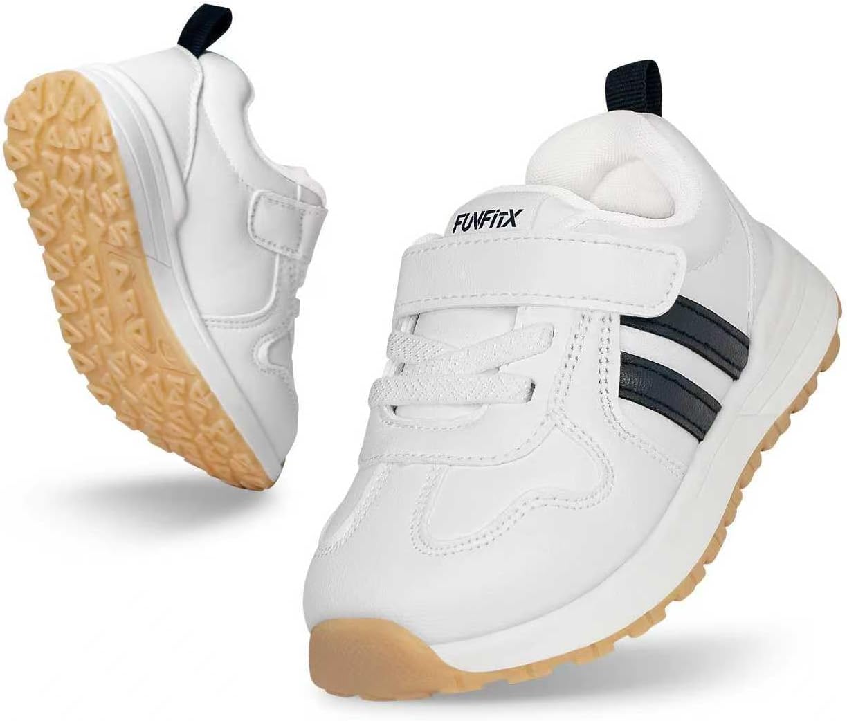 Toddler Shoes Boys Girls | Wide Toe Box, Easy Slip-On, Size 4-8 | Barefoot-feel flexible sole. Wipe-clean faux leather or breathable mesh. Velcro self-dress for daycare