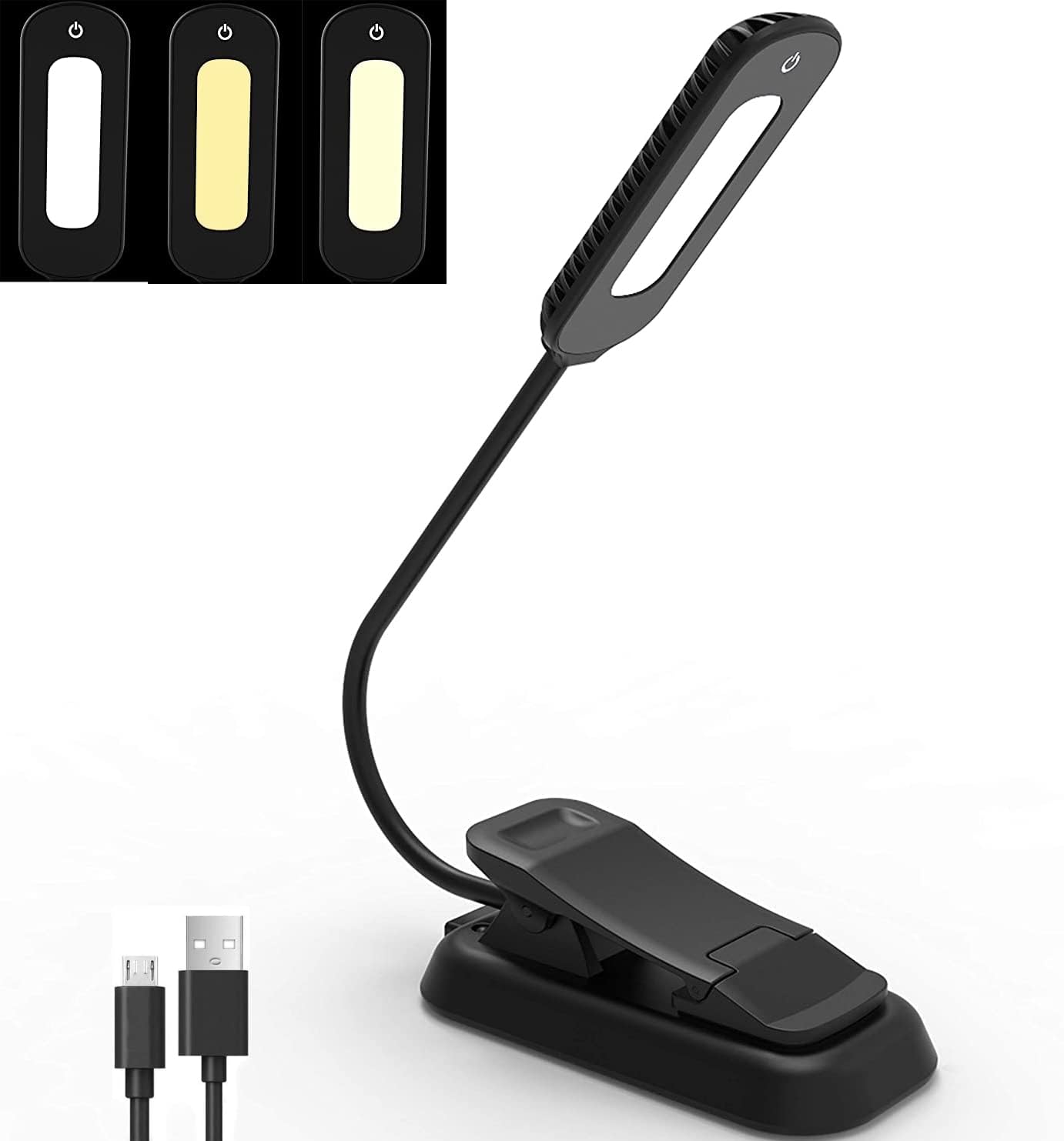 ZYK Book Light, 12 LED USB Rechargeable Reading Light with 3-Level Brightness for Eye Protection Night Reading Lamp