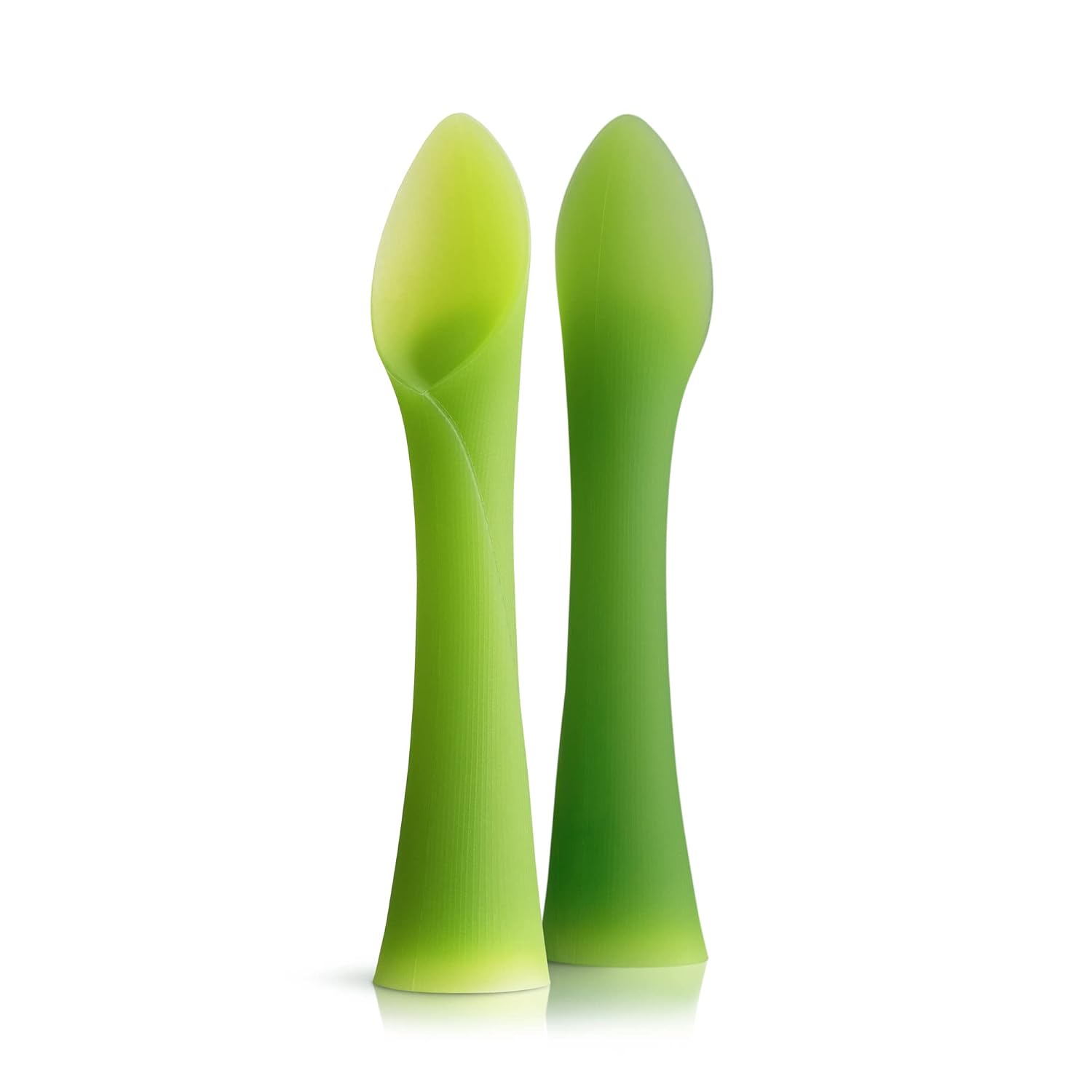 Olababy Silicone Baby Spoons, Baby Led Weaning, 2pk (Lime/Kale) | Soft-Tip Training Spoons, 100% Silicone. Award-Winning Design. FDA-Grade, BPA/PVC/Lead-Free.