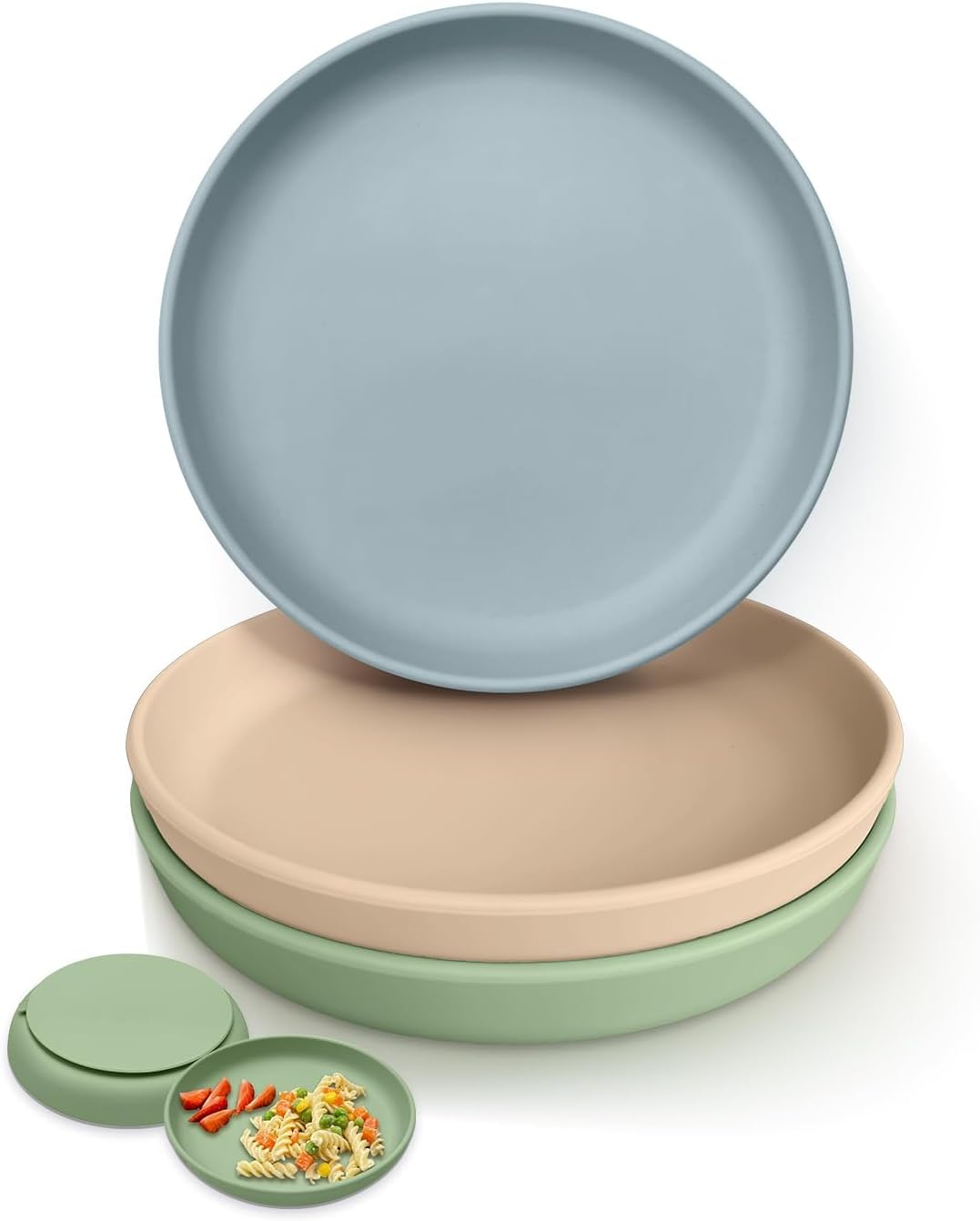 Baby Toddler Suction Plates, 100% BPA-Free Silicone Dishes 3 Pack | Stay-Put Suction Keeps Plates in Place, Deep Walls aid Self-Feeding, for Babies/Toddlers/Kids, Microwave/Dishwasher Safe