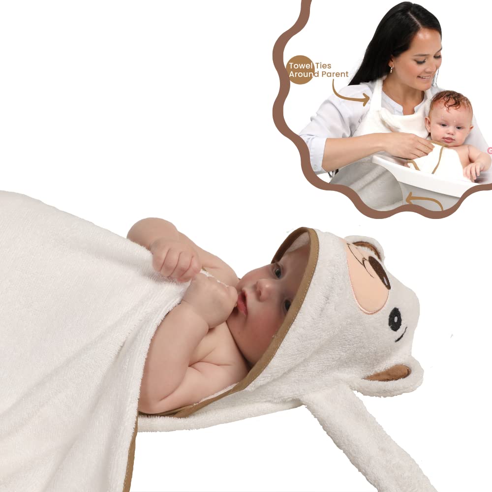 Hands-Free Rayon Bamboo Hooded Baby Towel Extra Large for Boys and Girls Organic Rayon Bamboo Soft Baby Towel Newborn Essentials Gift Toddlers Set