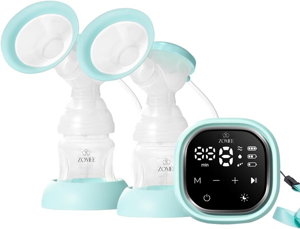 Zomee Z2 Double Electric Breast Pump – with Expression, Massage, and 2-Phase Modes – Hospital Grade Rechargeable, Portable, Hands Free Wearable Breast Pump | 260 mmHg, 3 modes, 9 levels, Alternate Mode, Shabbat Mode, closed-system, 40 dB, 2-year warranty