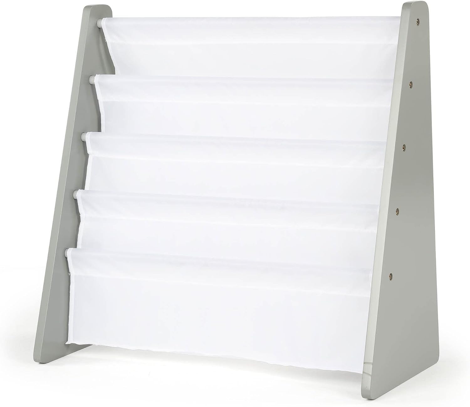 Humble Crew Kids Bookshelf, Montessori Front Facing Toddler Bookcase 4 Tier | Book display rack and reading nook organizer, nylon pockets show covers face out, compact for any playroom or bedroom space