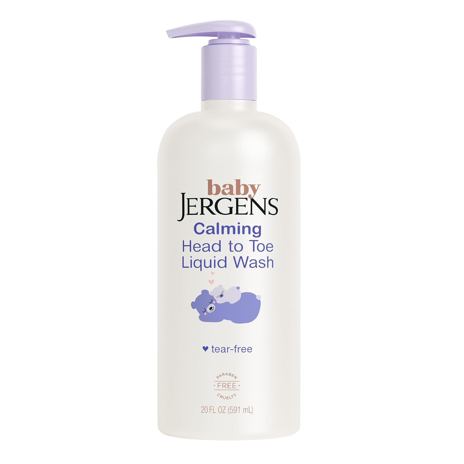 Jergens Baby Calming Head-to-Toe Liquid Baby Wash & Shampoo, 20 Fl Oz | Tear-Free Formula, Shea & Lavender Oils, Dermatologist Tested, Gentle For Delicate Skin & Hair