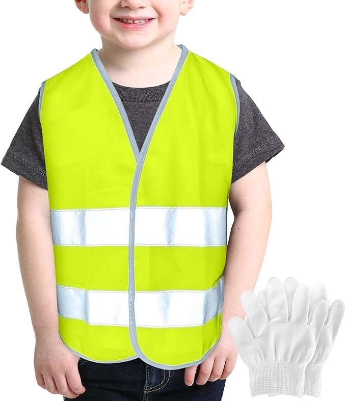 Kids High Visibility Reflective Safety Vest – Neon Yellow Child Safety Vest with Reflective Tape, Ideal for Outdoor Activities, Size Small