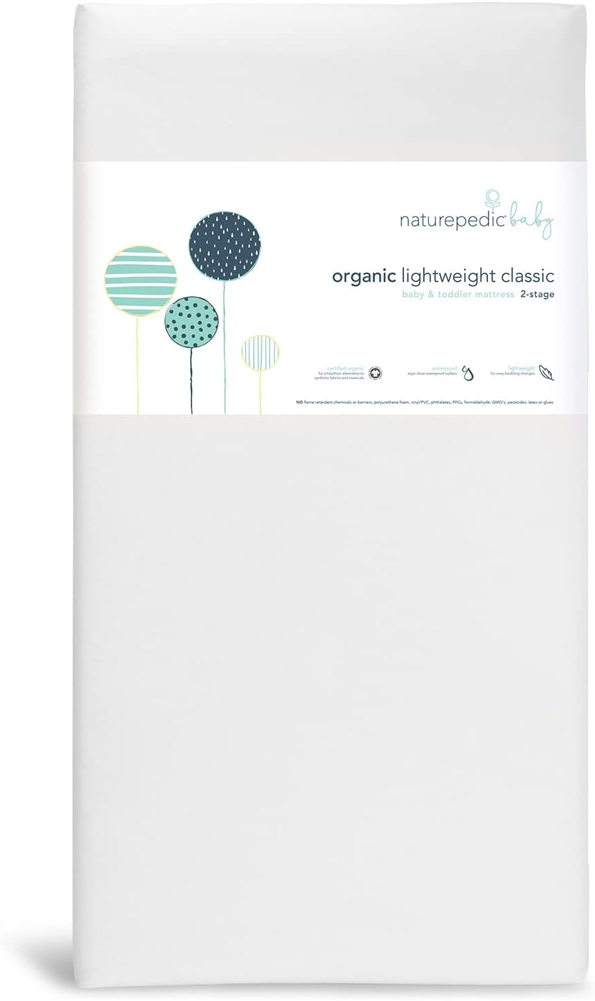 Naturepedic Organic Baby Crib Mattress – 2-Stage Lightweight Infant & Toddler Mattress – Waterproof Bed Mattress for Crib – Non-Toxic for Baby and Toddler Bed – 52″ x 28”