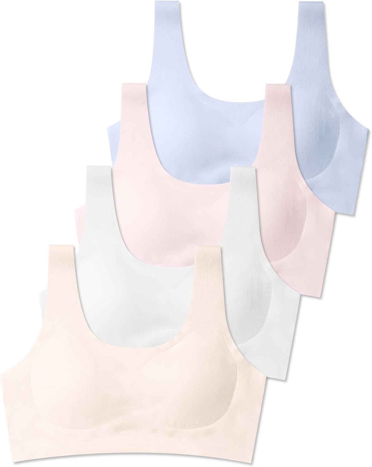 SALIA GIRL Seamless Training Bras for Girls 10-16, Soft Removable Padding | No-Show Sport Bra, Gentle on Sensitive Skin, OEKO-TEX® Certified, Pull-On Design, Stretch Comfort for School & Active Days