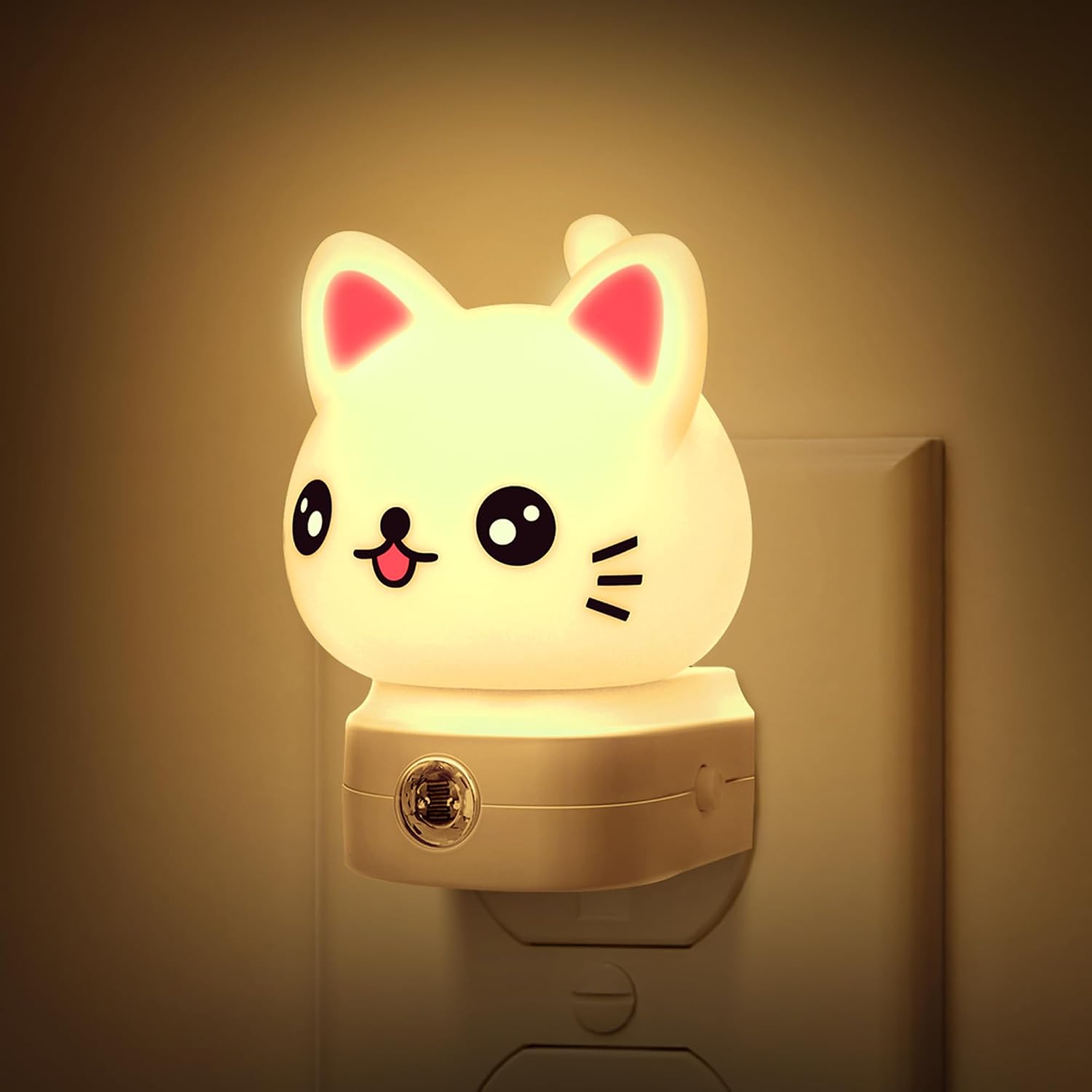 Cat Night Lights Plug Into Wall,Cute Night Light for Kids | 8-Color RGB Kids Night Light with Dusk to Dawn Sensor,Nightlight for Kids Room Bathroom Bedroom Decor Children Gift