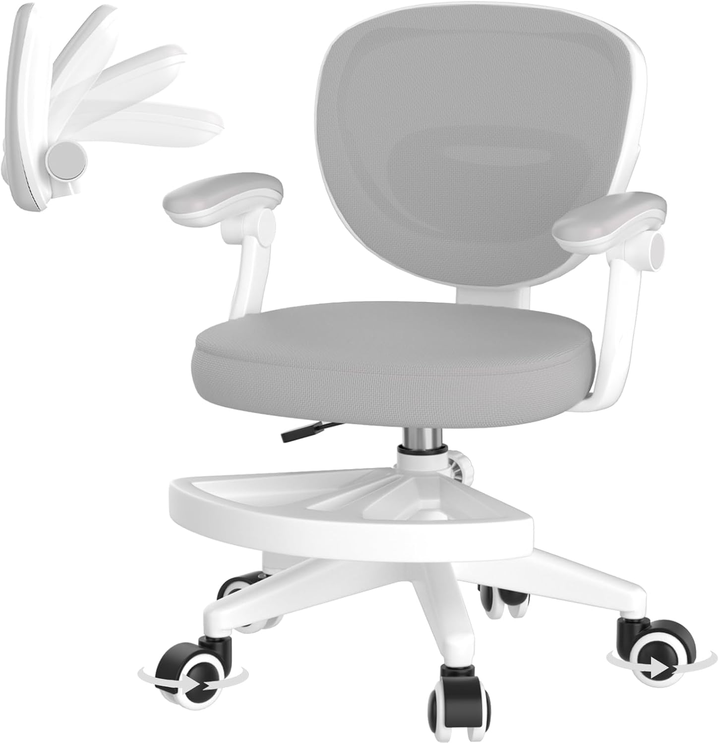 Ergonomic Kids Desk Chair 4-12, Adjust Height Children Study Computer Chair | Mesh Student Teen Task Gaming Chair | with Footrest & Flip-up Armrest & 360° Wheels | Children Office Chair for Boys Girls