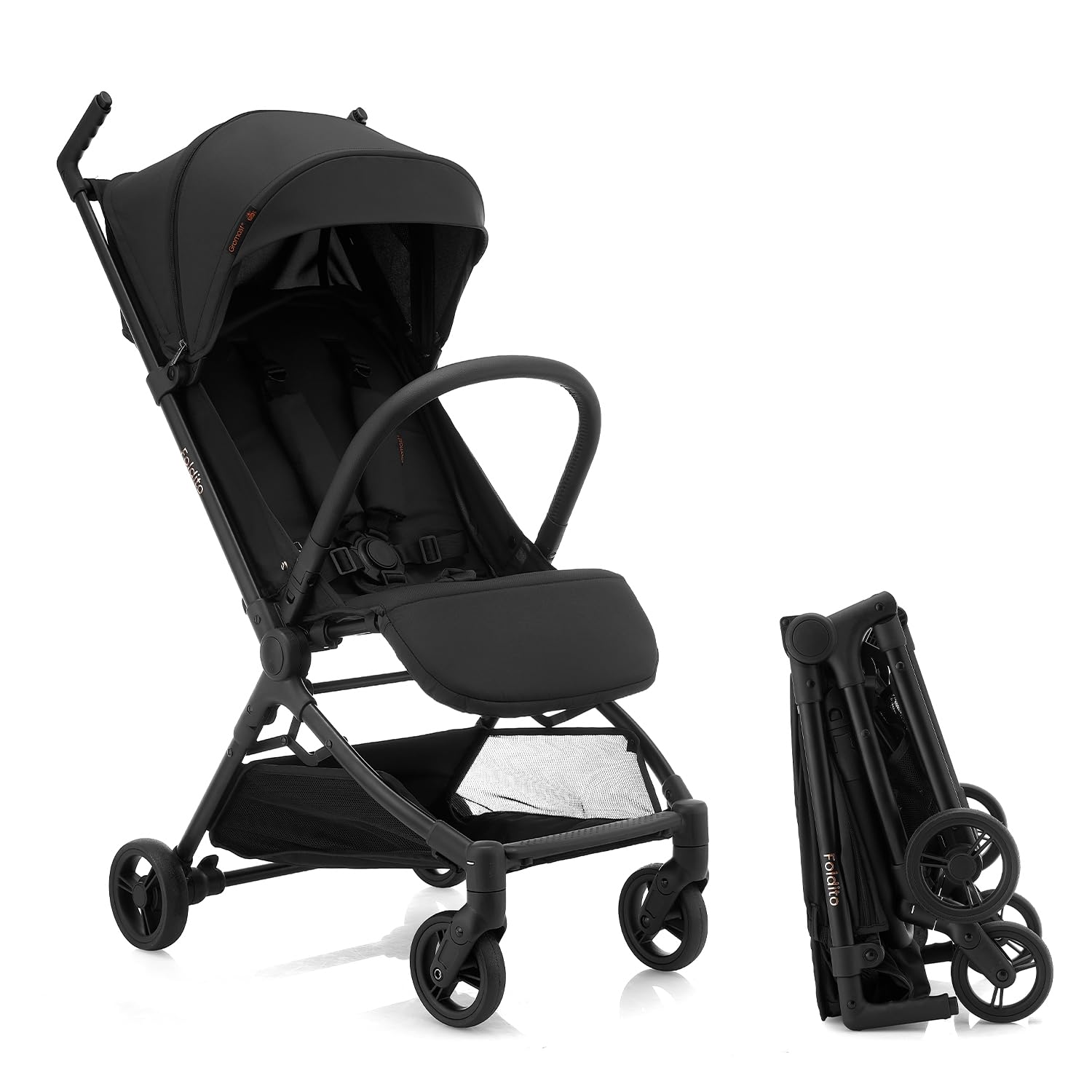 Gromast Travel Stroller for Airplane, Ultra Compact & Lightweight – Only 9.9 lbs, Portable Infant Toddler Baby Stroller, w/UPF 50+ Canopy – Black