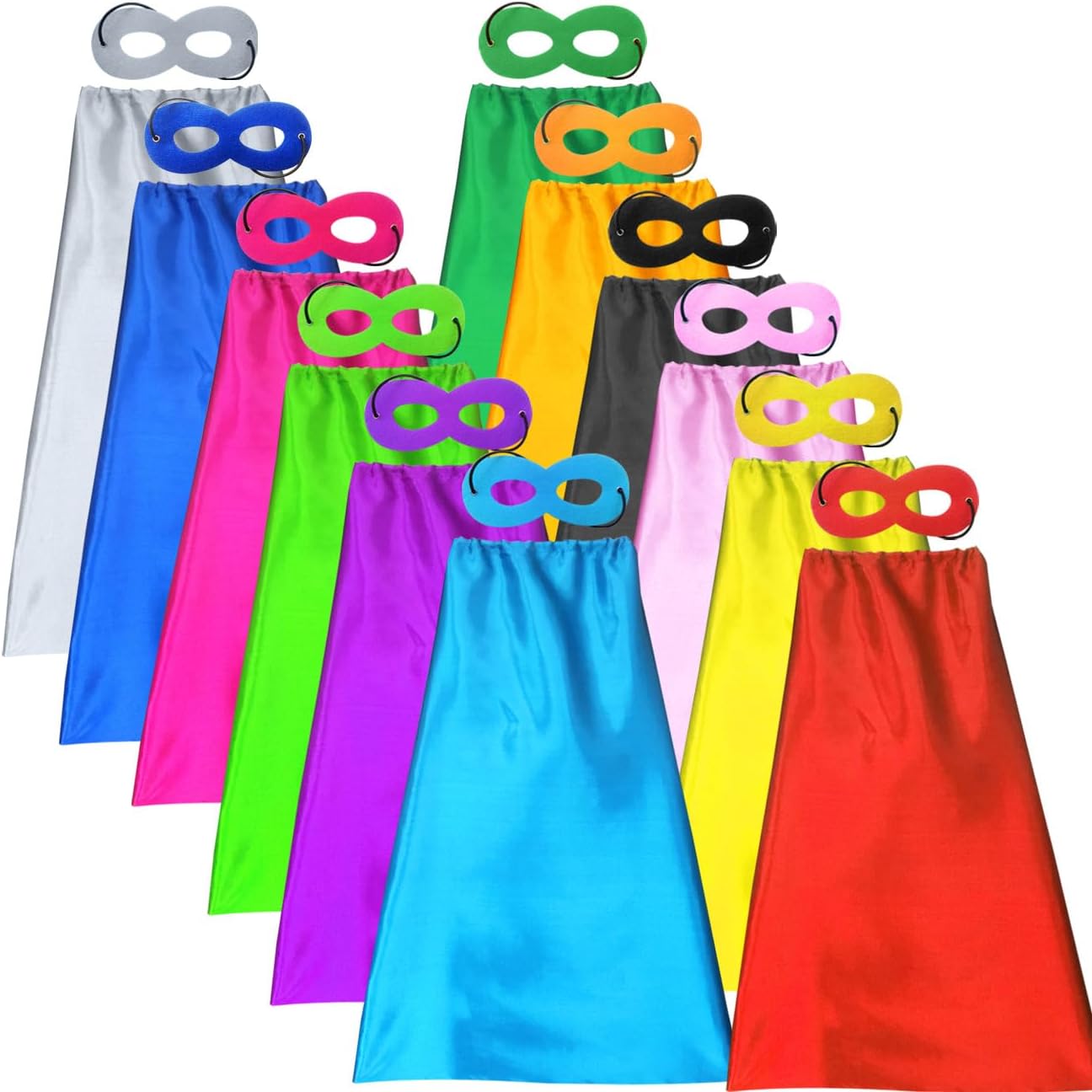 ADJOY Kids Superhero Capes and Masks Birthday Party Dress Up Capes Costume – Mixed Colors