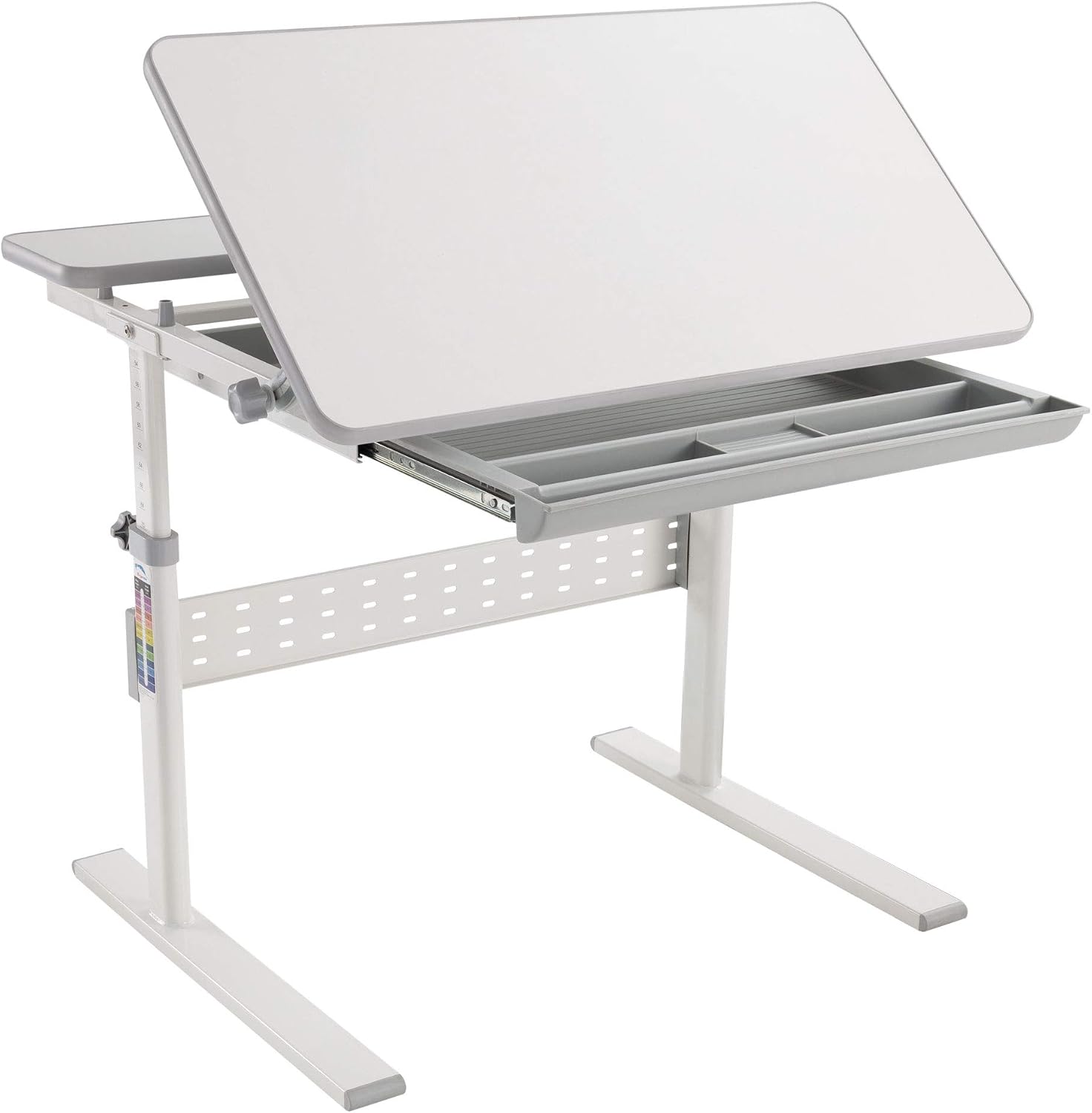 Mount-It! Kids Adjustable Desk with Tilting Desktop, Height Adjustable Study Table with Storage Drawer, Ergonomic Desk for Writing, Drawing & Homework, 31.5″ x 26″ Desktop Size (Gray)