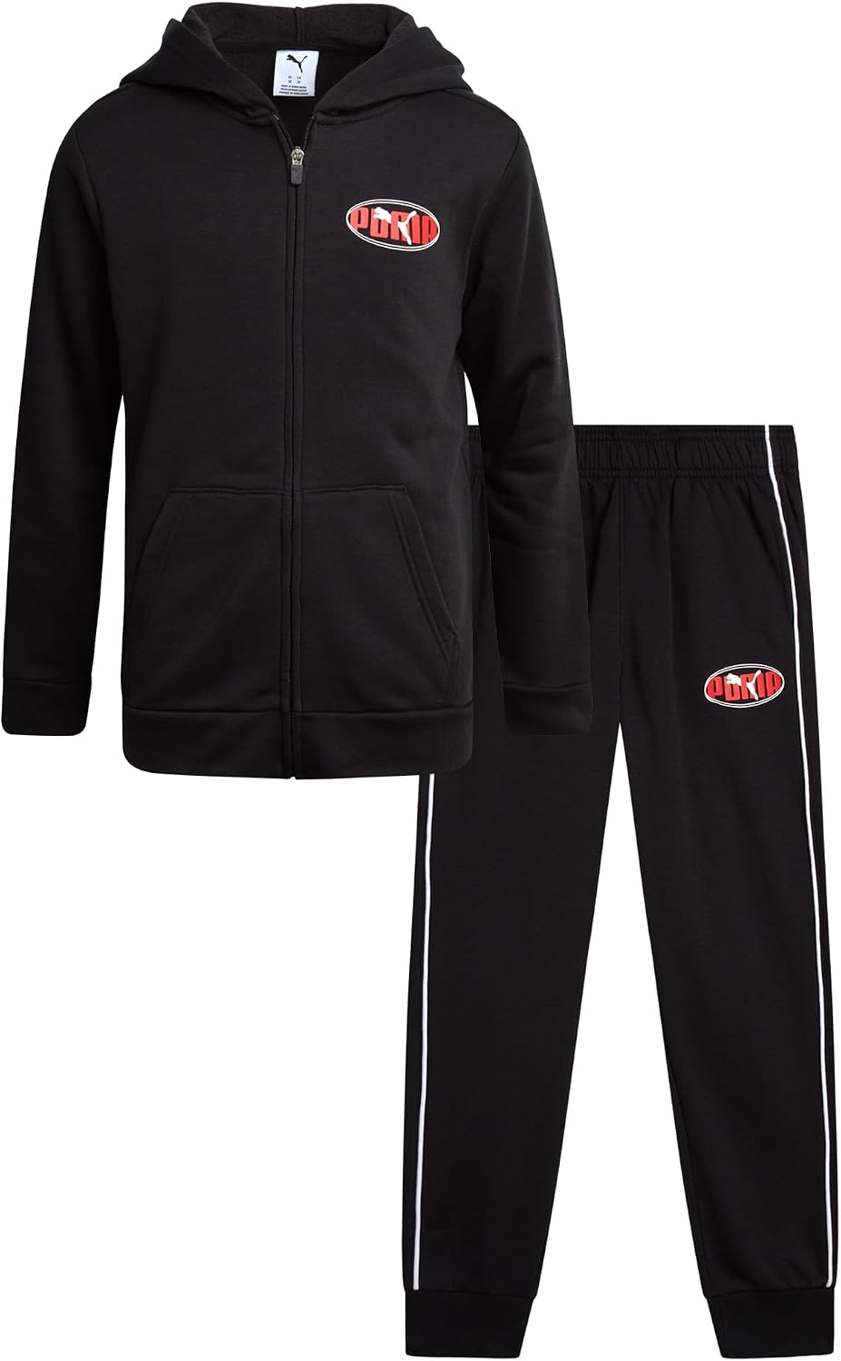 PUMA Boys 2 Piece Fleece Zip Up Hoodie Sweatshirt & Jogger Set (Sizes 8-16) | Cozy Soft Warmth, Comfortable Athletic Fit, Great for School, Sports & Everyday Play, Easy Machine Wash