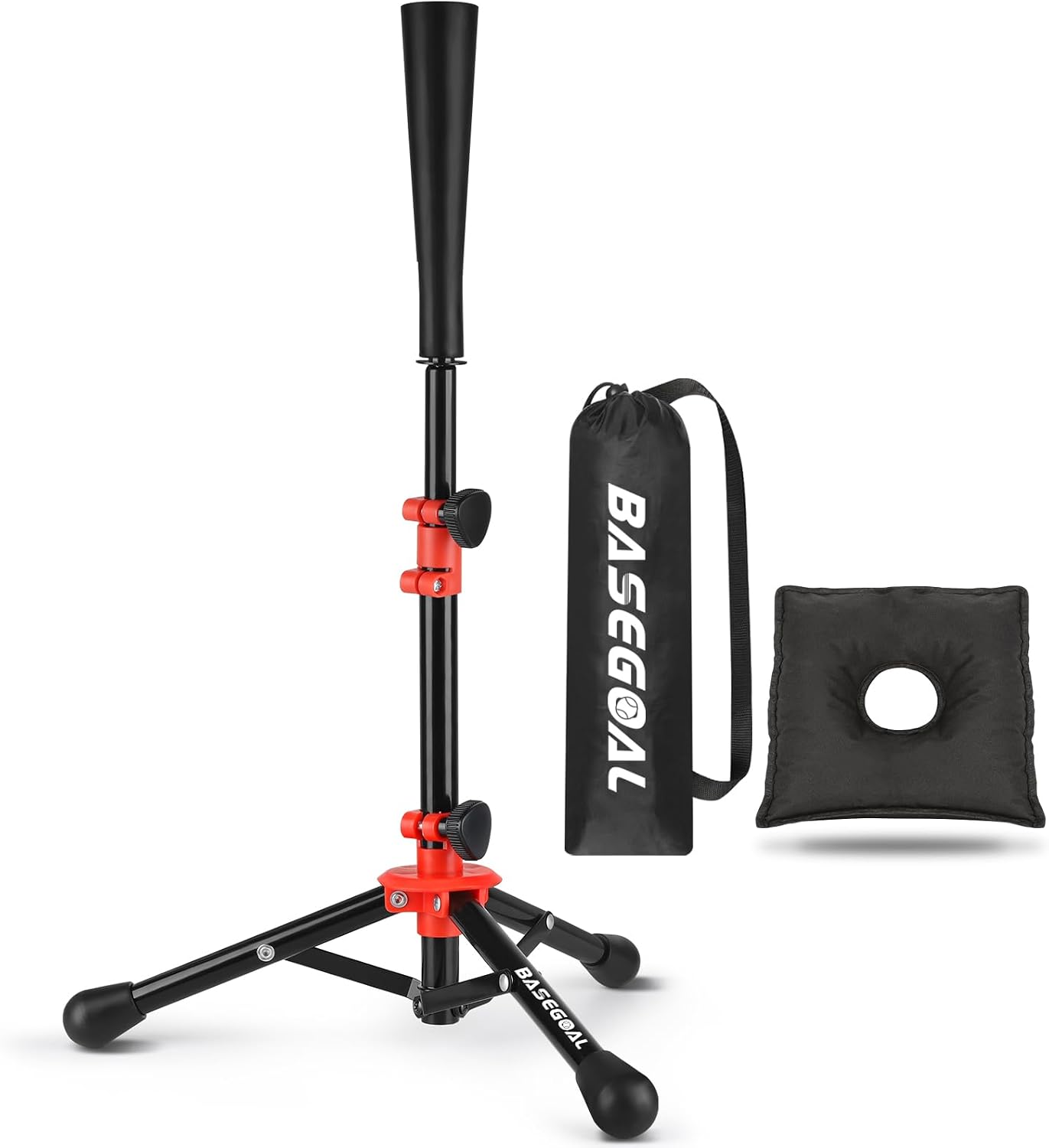 Baseball Tee with Sandbag for Stability,Portable Batting Tee | Tripod stand hitting tee; Adjustable height; Portable with carry bag, indoor & outdoor baseball practice use
