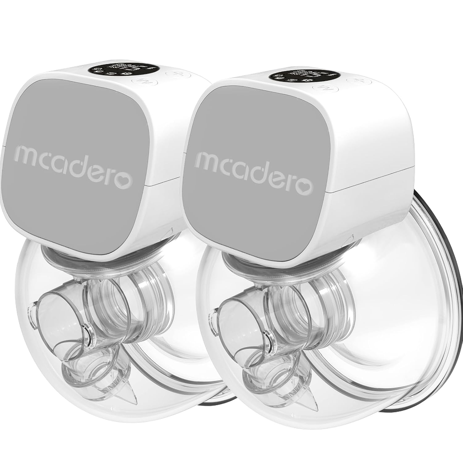 M5 Electric Breast Pump – Wearable Hands-Free Pump with LED Display – 4 Modes & 12 Levels – Portable & Wireless – Soft Double-Sealed Flange – Smart Display – 2 Pack – Elegant Gray