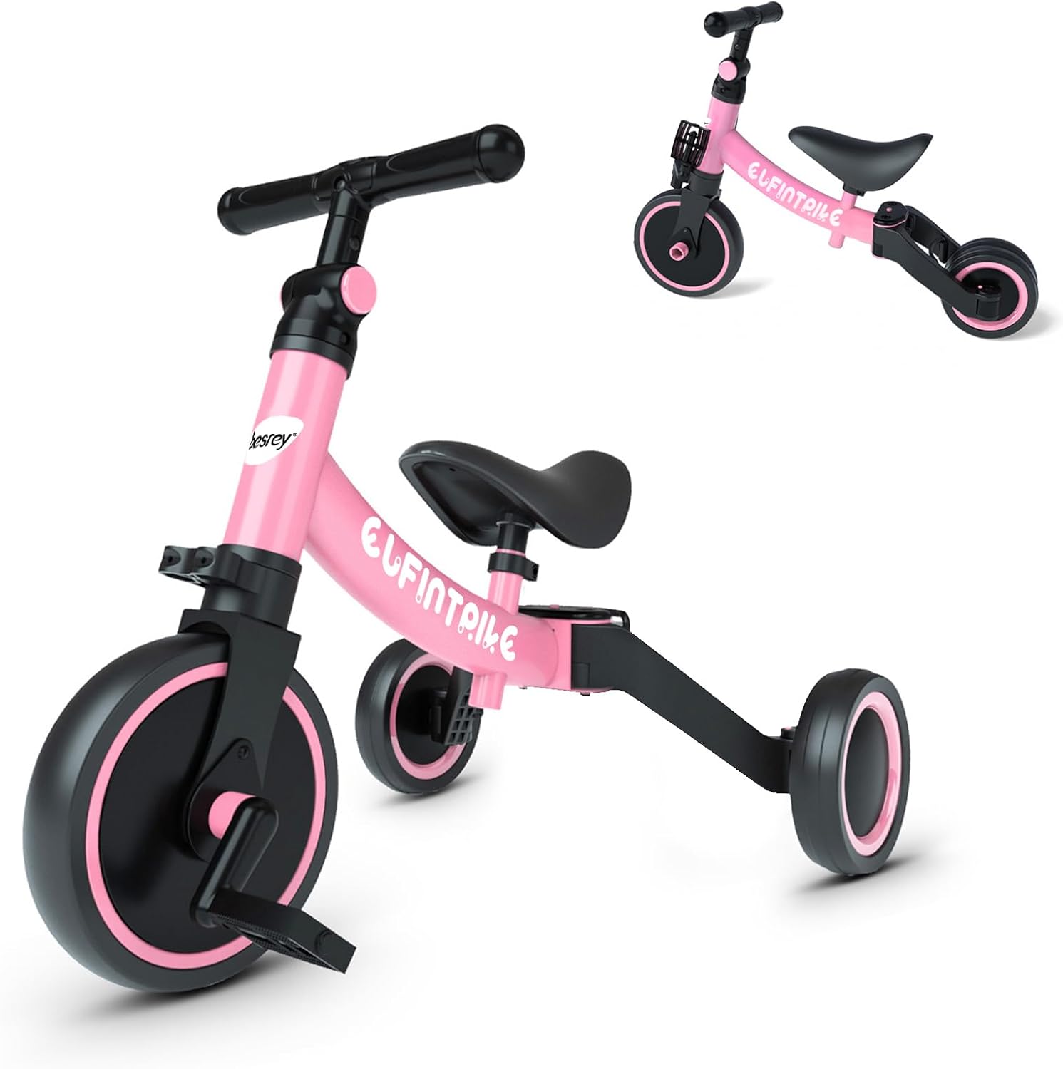 besrey 5 in 1 Toddler Bike for 1-4 Years Old Kids | Balance Bike, Birthday Gift and Toy for Boys and Girls, Toddler Tricycle, Adjustable Seat Height and Handlebar