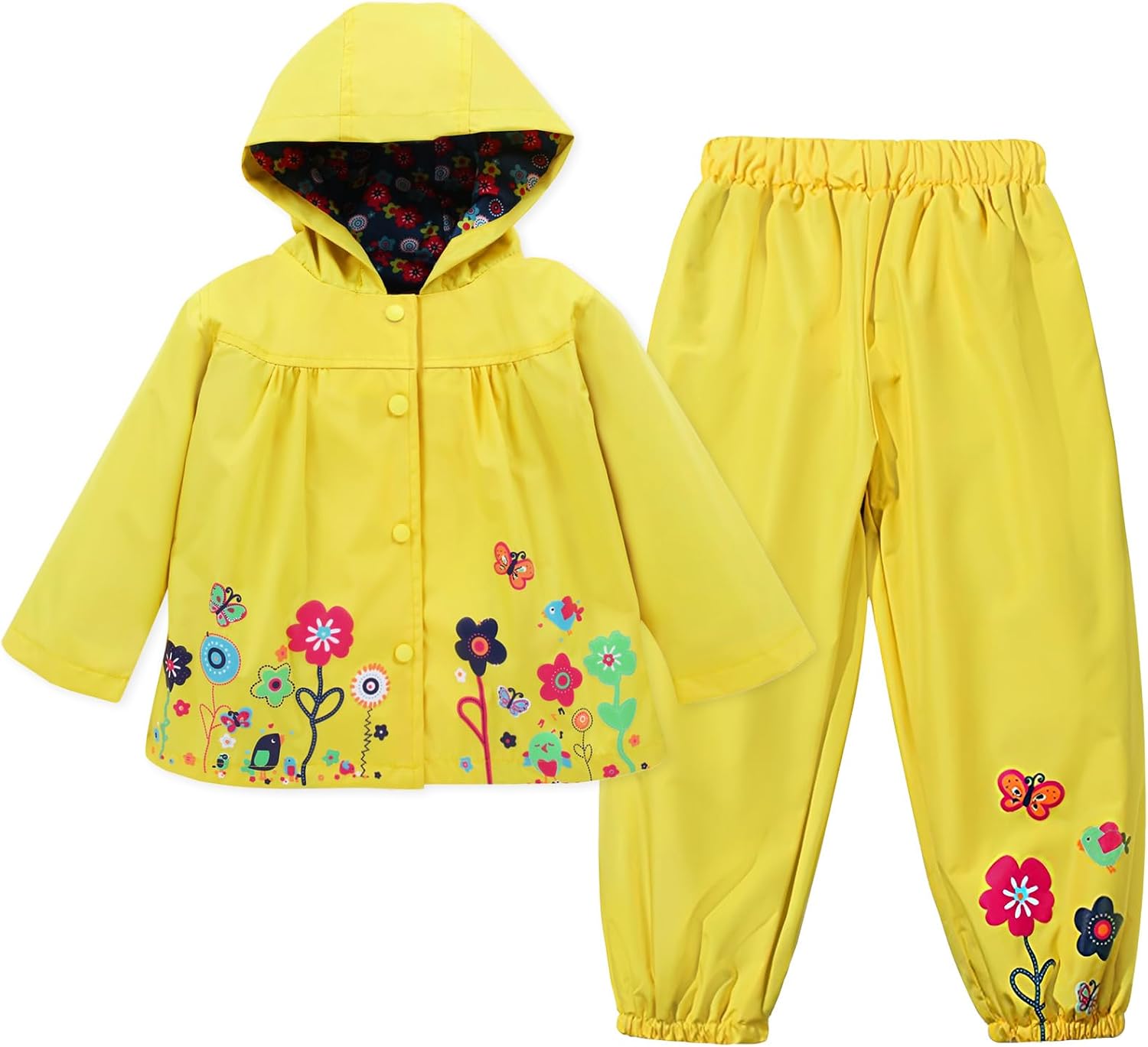 LZH Toddler Girls Raincoat Waterproof Rain Jacket toddler Hooded Pants Suit