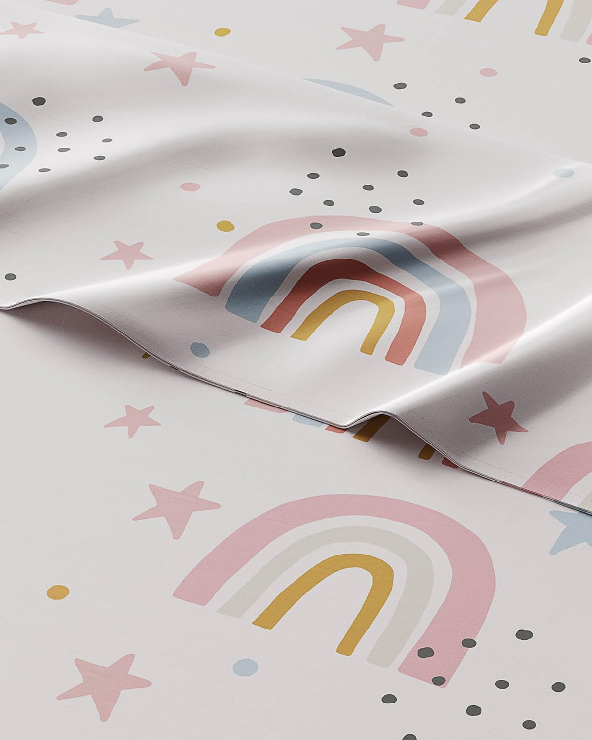 Kids Twin Rainbow Sparkles Bed Sheets – 3 Piece Rainbow Sparkles Sheet Set | Rainbow Sparkles Themed Bedding, Ultra-Soft, Cute & Cozy, Breathable & Machine Washable, Bed Set for Boys, Girls & Teens