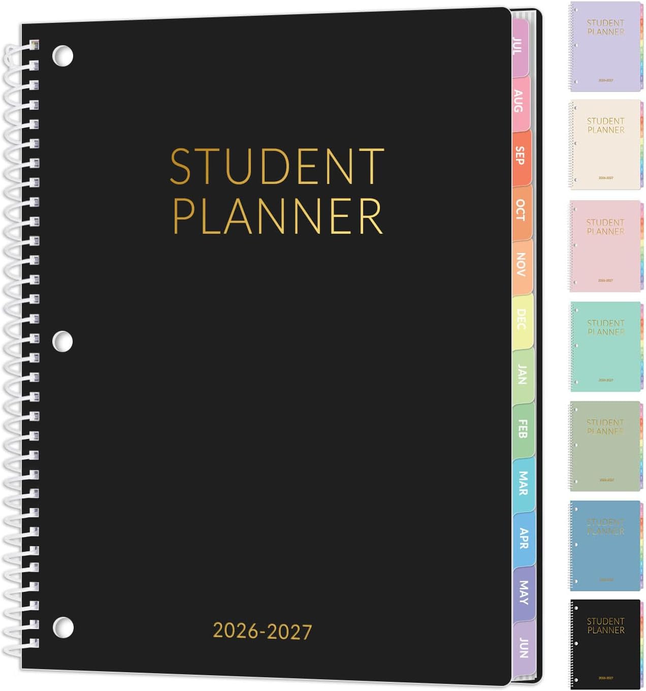 Student Planner 2026-2027, SUNEE Academic Weekly & Monthly Plan Book, Jul. 2026 – Jun. 2027, 8.5″×11″ School Planner, Lesson Plan Book with Week’s Goals, Bookmark, Monthly Tabs, 3-Hole Punched, Black