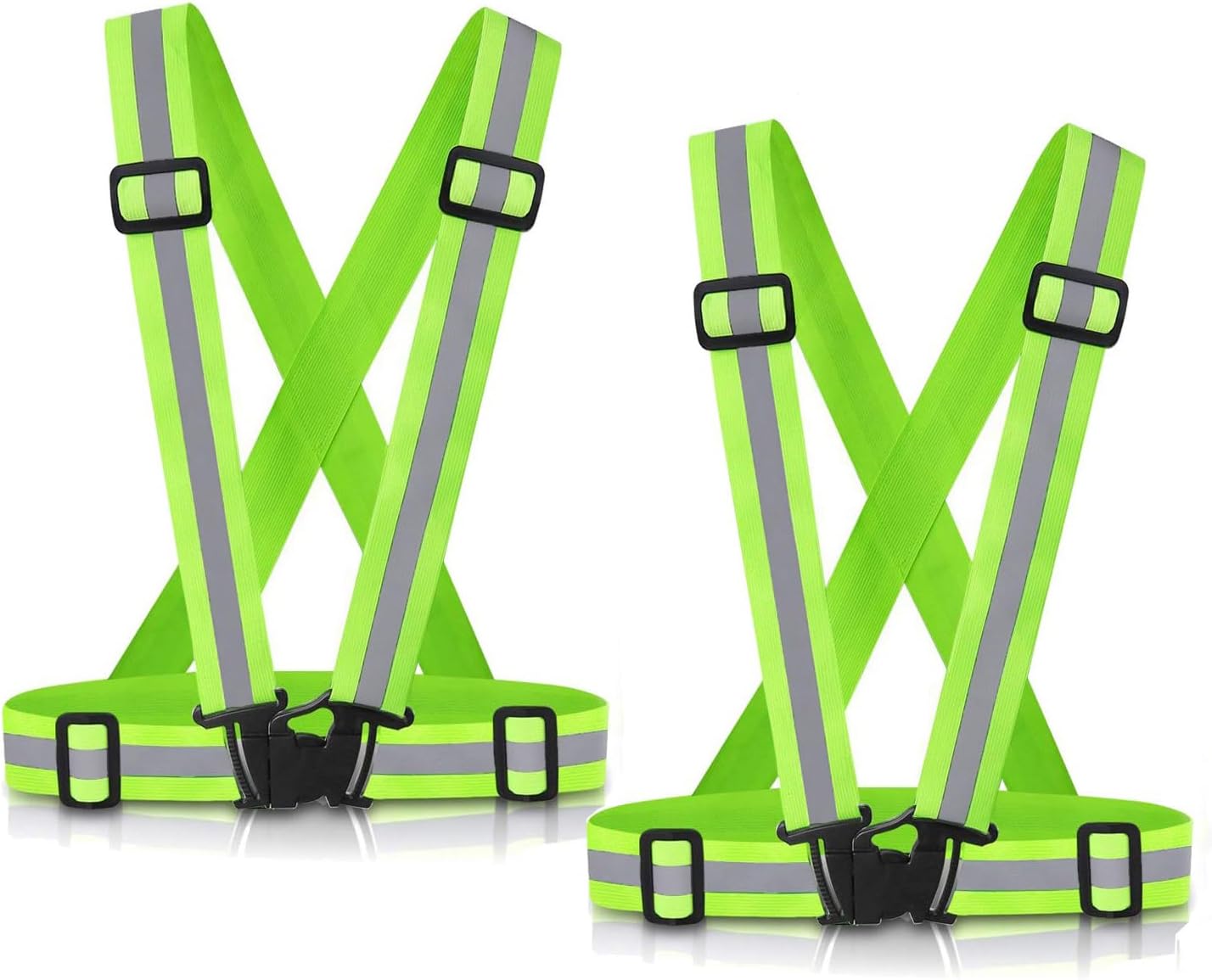 Reflective Vest Running Gear, 2Pack High Visible Safety VES for Cycling Jogging Running Walking, Adjustable for Men Women