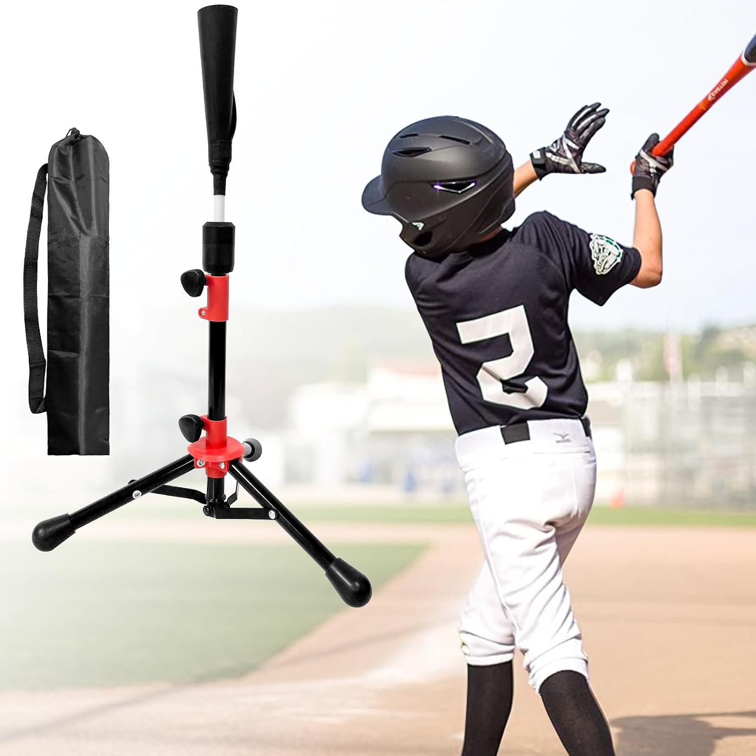 Portable Batting Tee for Baseball/Softball,Tball Set for Toddlers 3-5 Tee Ball Set with Carry Bag, Portable Stable Tanner Tee, Baseball Training Equipment Aged 3-12