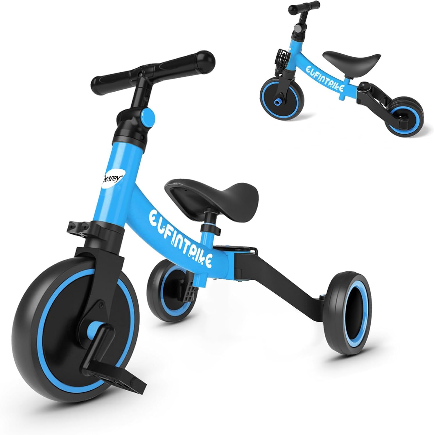besrey 5 in 1 Toddler Bike for 1-4 Years Old Kids | Balance Bike, Birthday Gift and Toy for Boys and Girls, Toddler Tricycle, Adjustable Seat Height and Handlebar