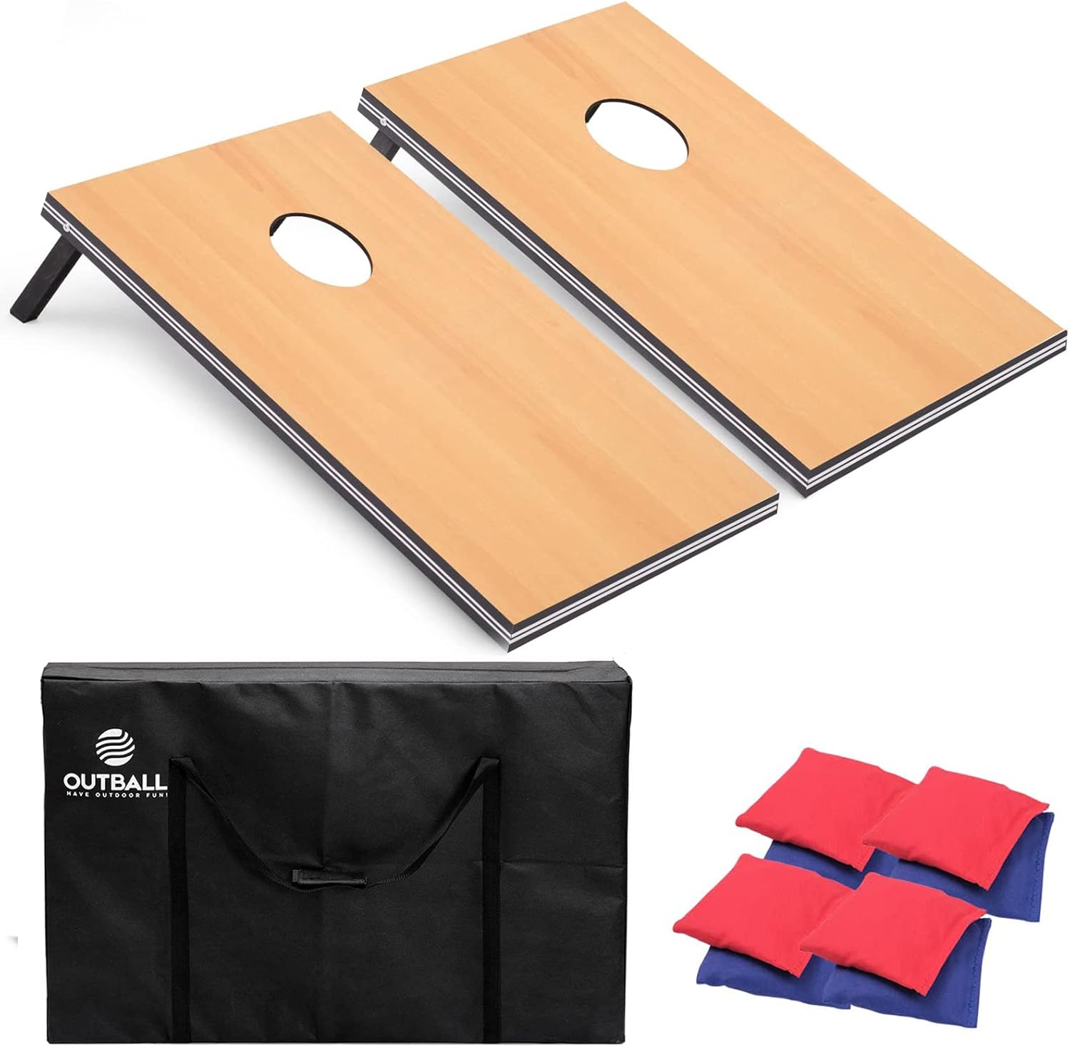 Cornhole Set 4×2 and 3X2 Regulation Size Corn Holes Sets with Carrying Bags & 8 Bean Bags Cornhole Boards Bean Toss Games for Adults Family Outdoor Beach Lawn Outside Backyard Games