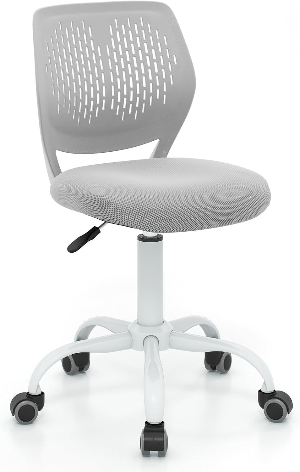 GIANTEX Kids Desk Chair, Adjustable Children Study Chair, Swivel Armless Mesh Task Office Chair, Computer Desk Chair with Adjustable Height & Lumbar Support (Grey)