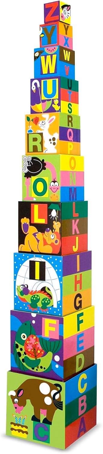 Melissa & Doug Deluxe 10-Piece Alphabet Nesting and Stacking Blocks – FSC Certified