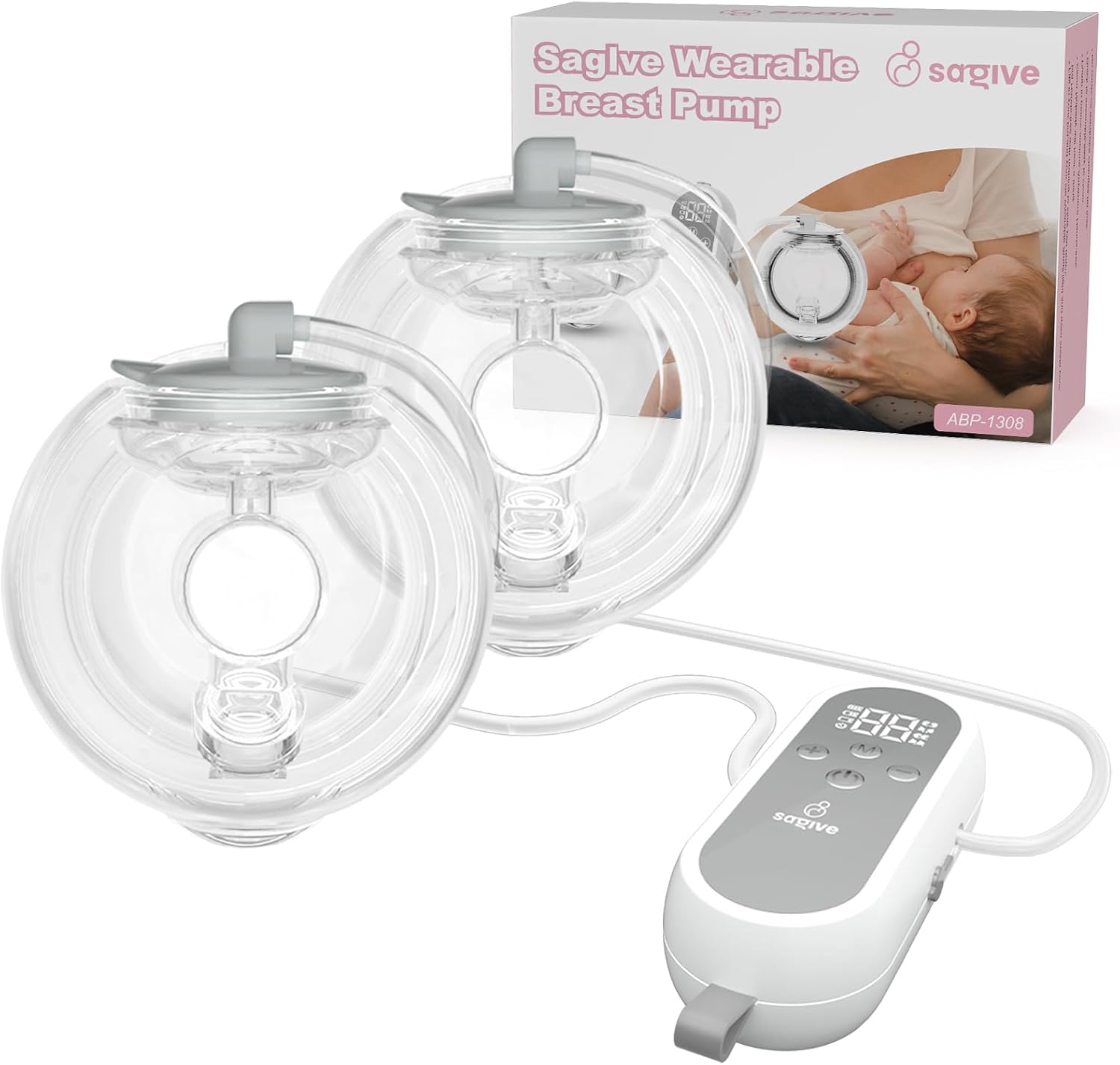 Wearable Breast Pump ABP-1308 | SPA-Level Comfort 3 Modes & 9 Levels | Wearable Breastfeeding Pump, Low-Noise Electric Breast Pump Portable for Office & Home Use (27mm Shield, 21/24mm Flange)
