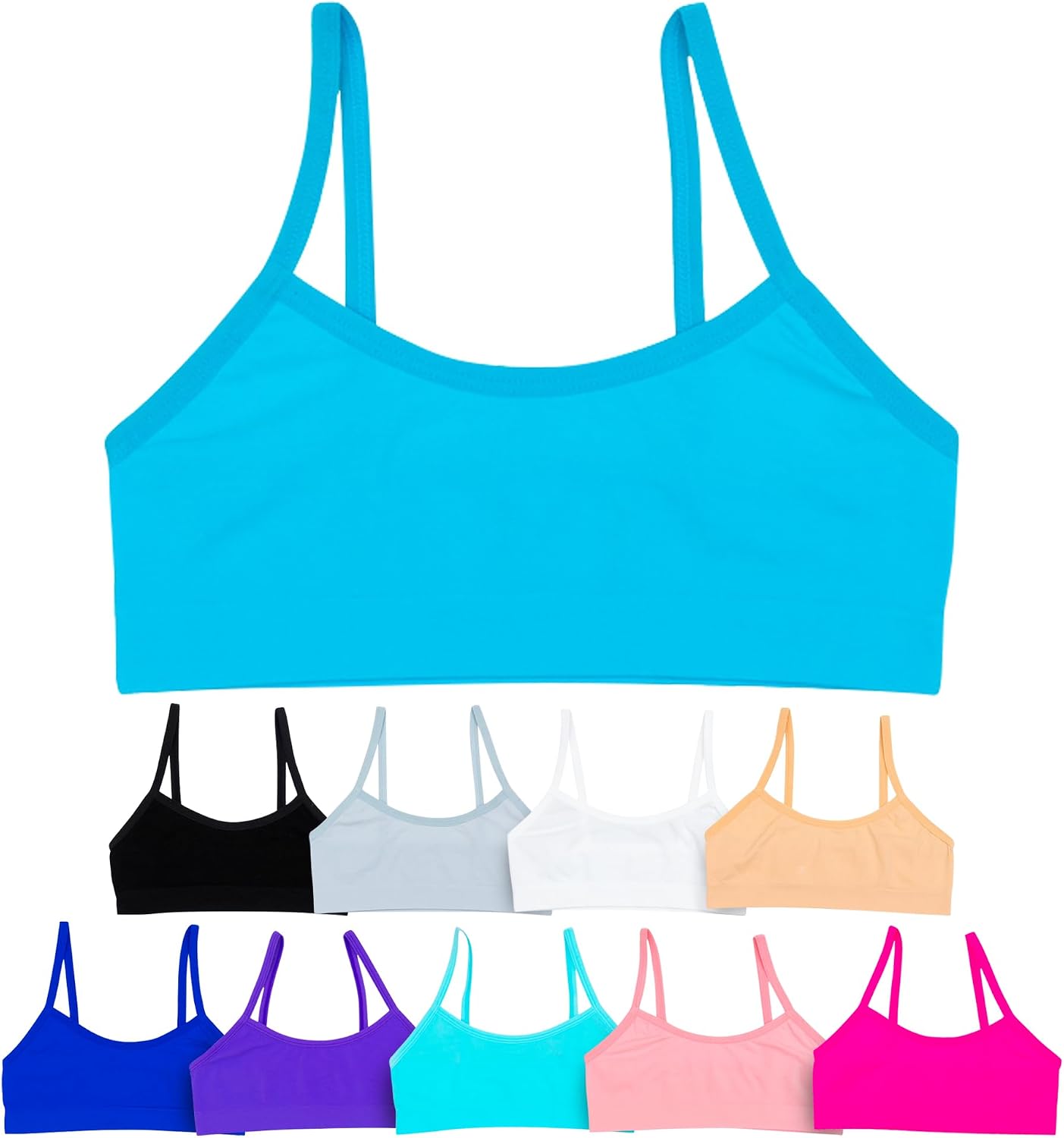 Alyce Ives Girls Seamless Training Bra, Cropped Cami Bra for Teens Pack of 10