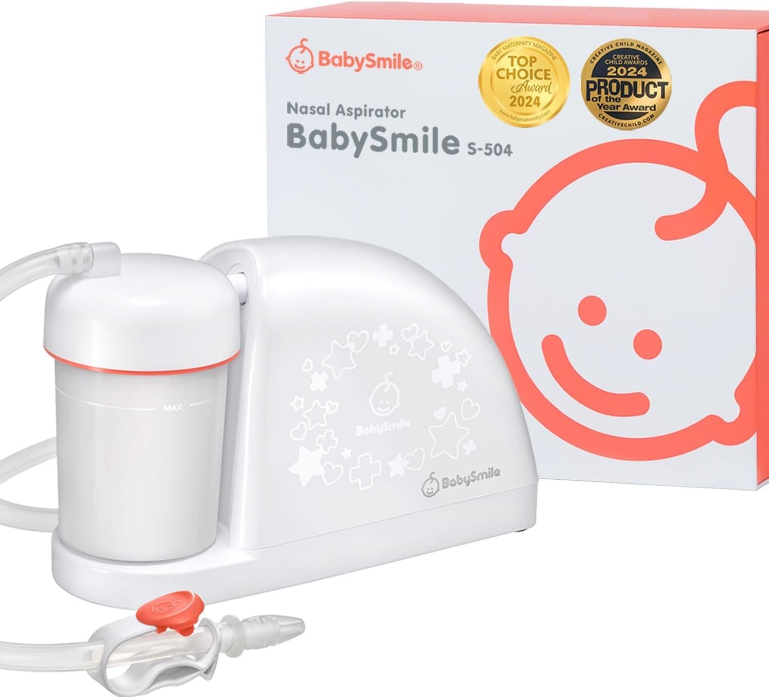 BabySmile Electric Nasal Aspirator, Gentle Suction Nose Cleaner for Babies | White S-503 Variation; Compatible with S-303 and S-504, Simple Controls, Washable Parts, BPA-Free Silicone and Hand-Wash Care