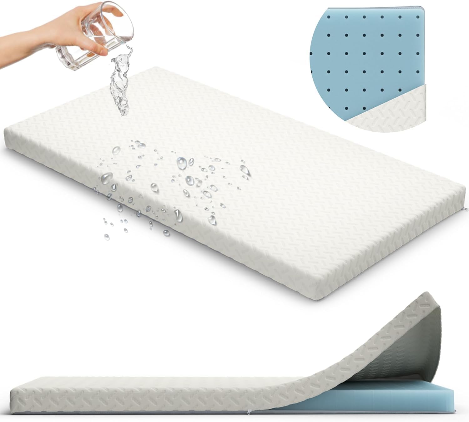 2” Crib Mattress Topper Memory Foam – Waterproof & Breathable Soft Cover | Fits Standard Size Cribs & Toddler Beds (52 x 28 x2”) – Removable & Washable Soft Hypoallergenic Cover by Sleepah