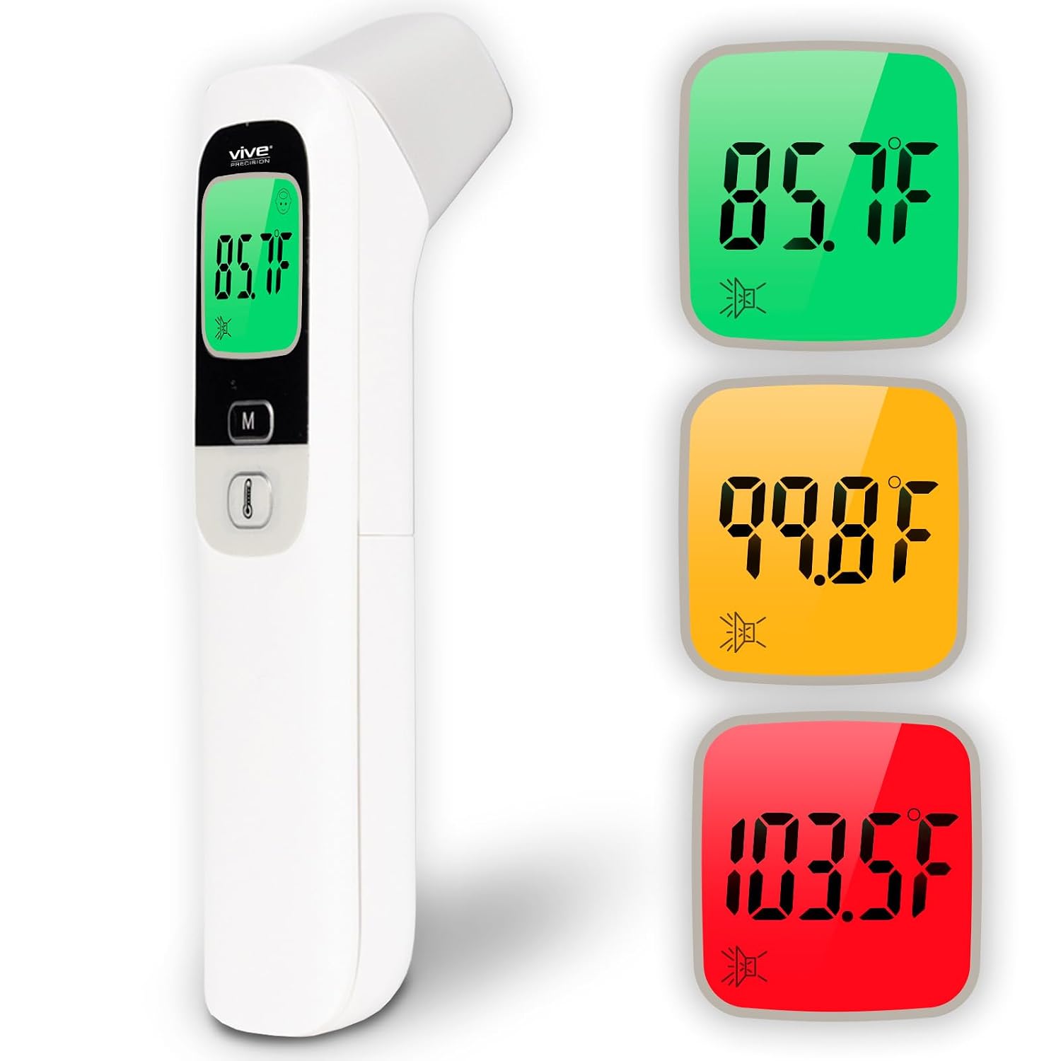 Vive No-Touch Forehead Thermometer – No Contact Infrared Digital | Thermometer for Adults, Kids, Babies, & Objects – Touchless, Accurate Temporal Fever Sensor – Fast, Memory Recall, Large