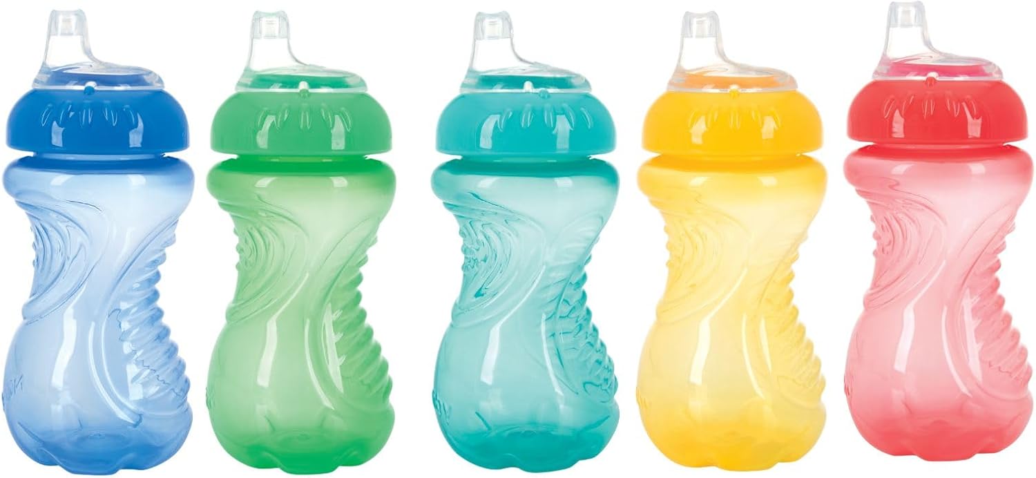 Nuby No Spill Easy Grip Sippy Cup, 10 oz, Red | Spill-Proof, Dishwasher Safe, 6+ Months, For Kids