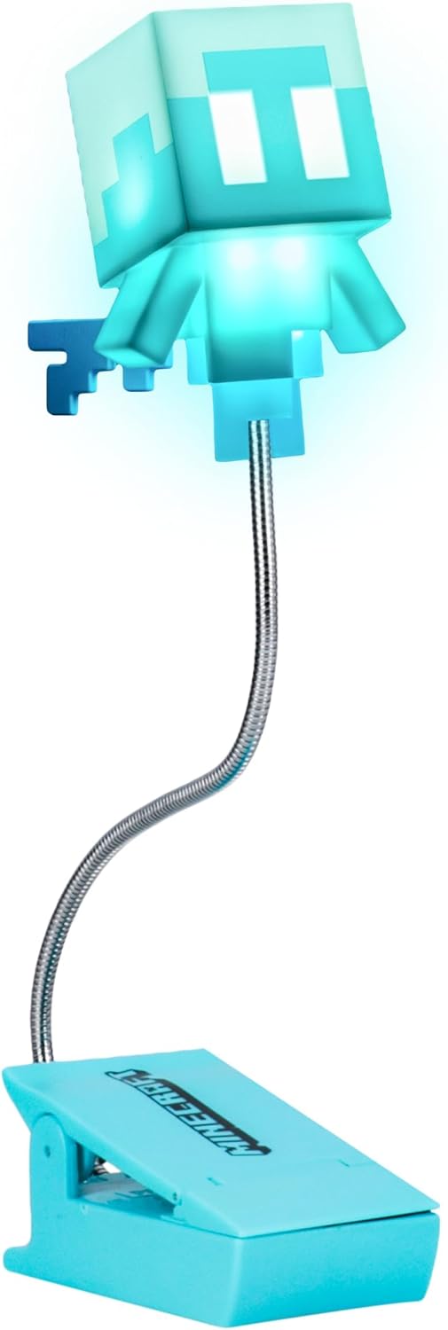 Paladone Minecraft Allay Clip On Book Light – Officially Licensed Reading Light, Clip Lamp Design with Flexible Cable, Featuring Allay Mob Shaped Head, 3 Light Modes, Battery Powered